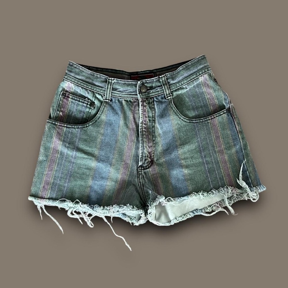 Vintage Striped Denim  Shorts